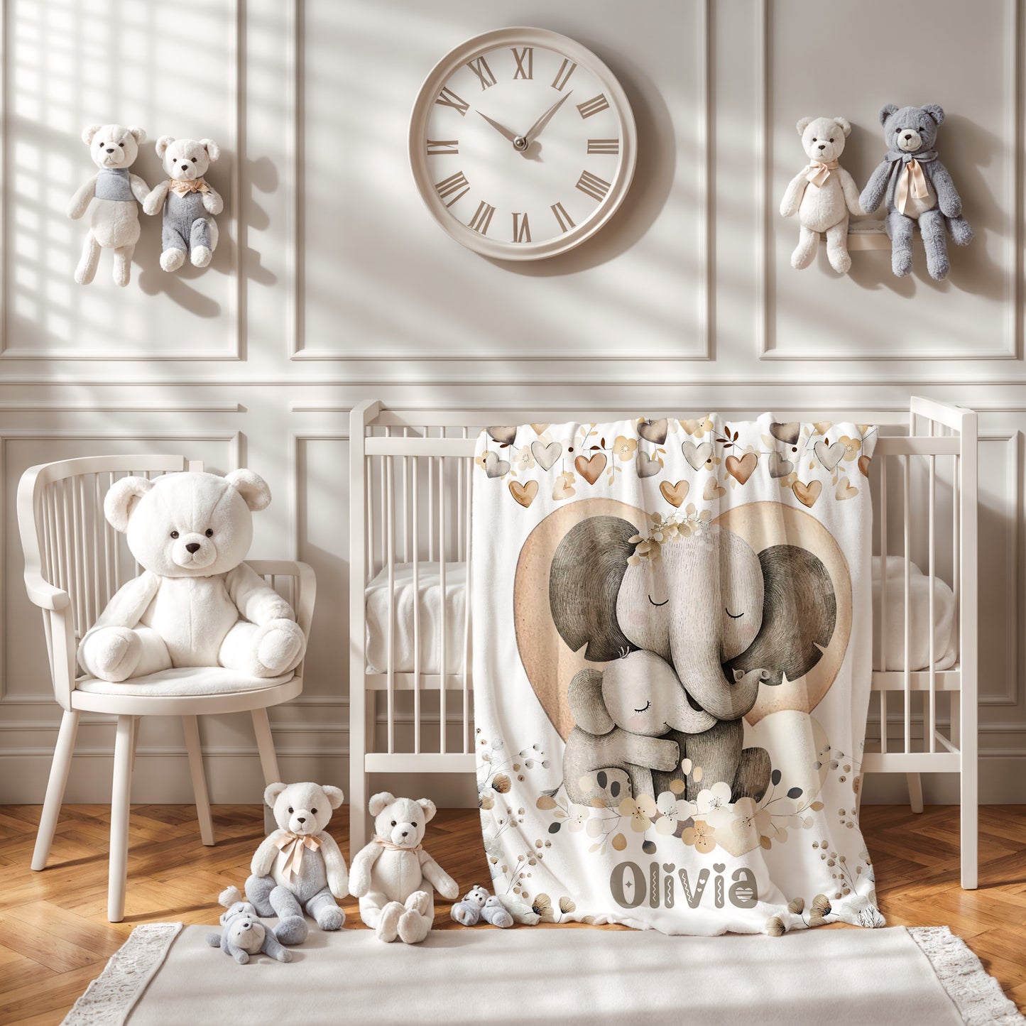 Mom And Baby Elephant Blanket