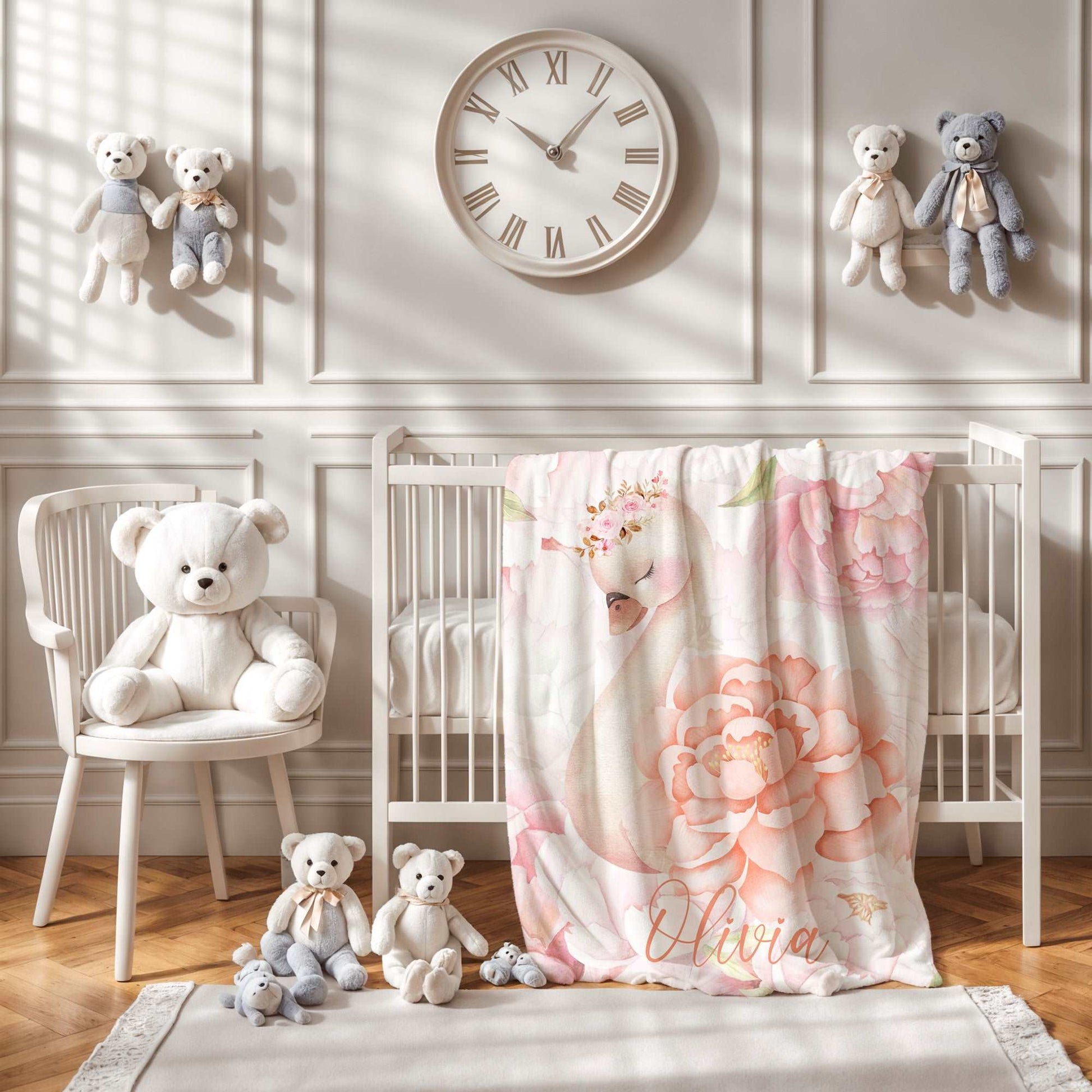 Floral Swan Blanket