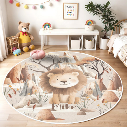 Safari Lion Round Rug