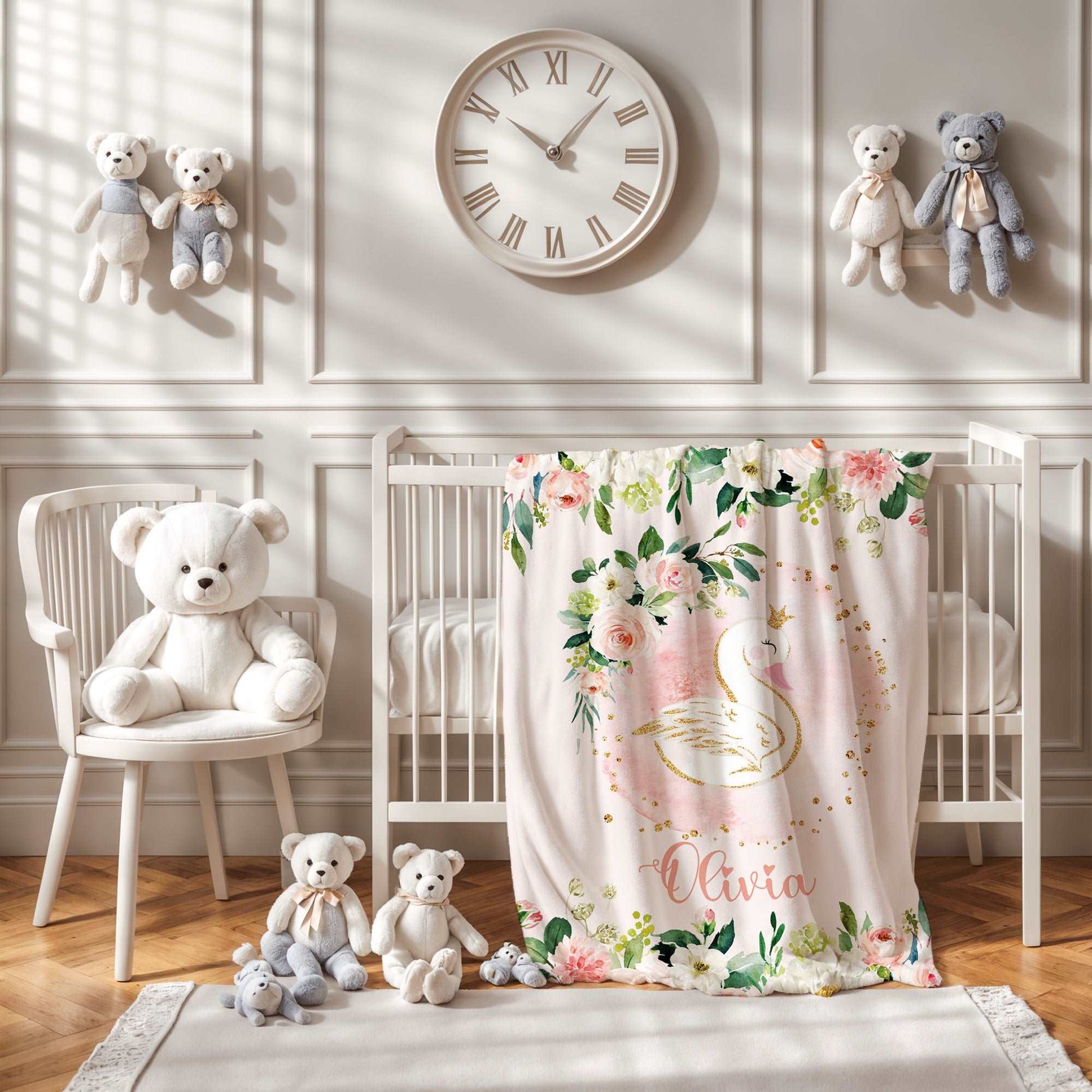 Floral Swan Blanket