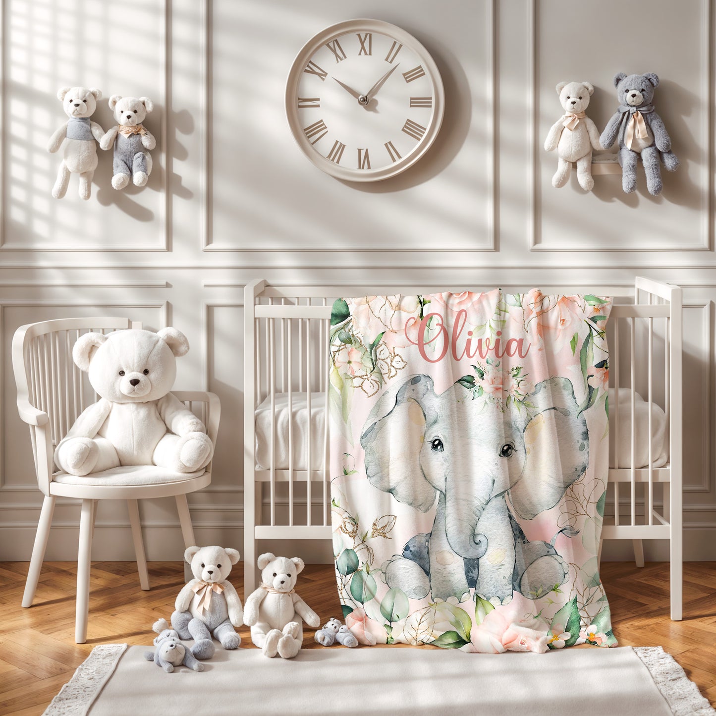 Floral Elephant Blanket