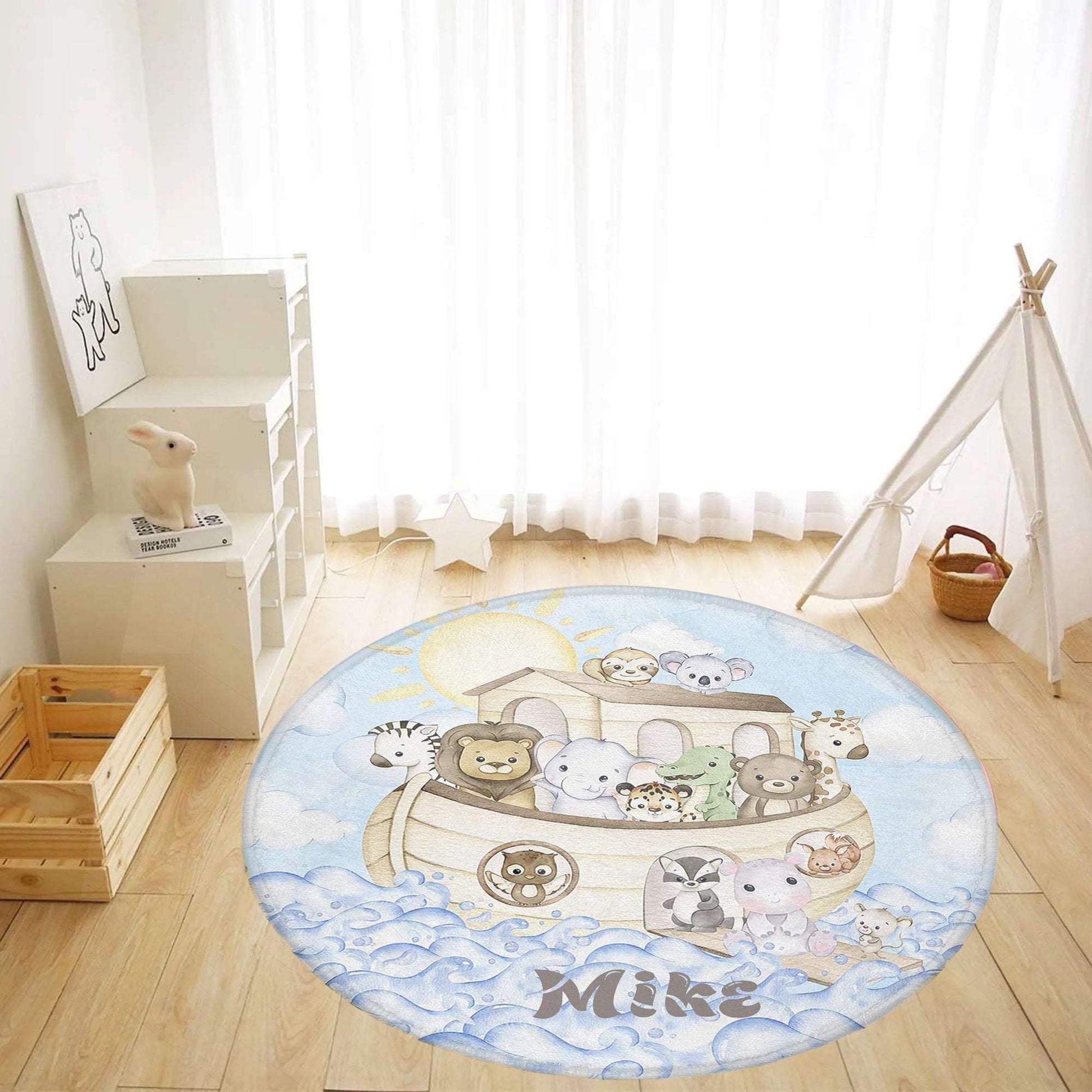 Noah's Ark Animals Round Rug
