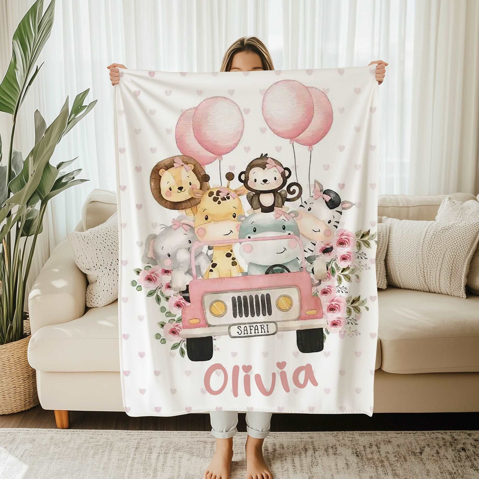 Safari Animals In Car Blanket