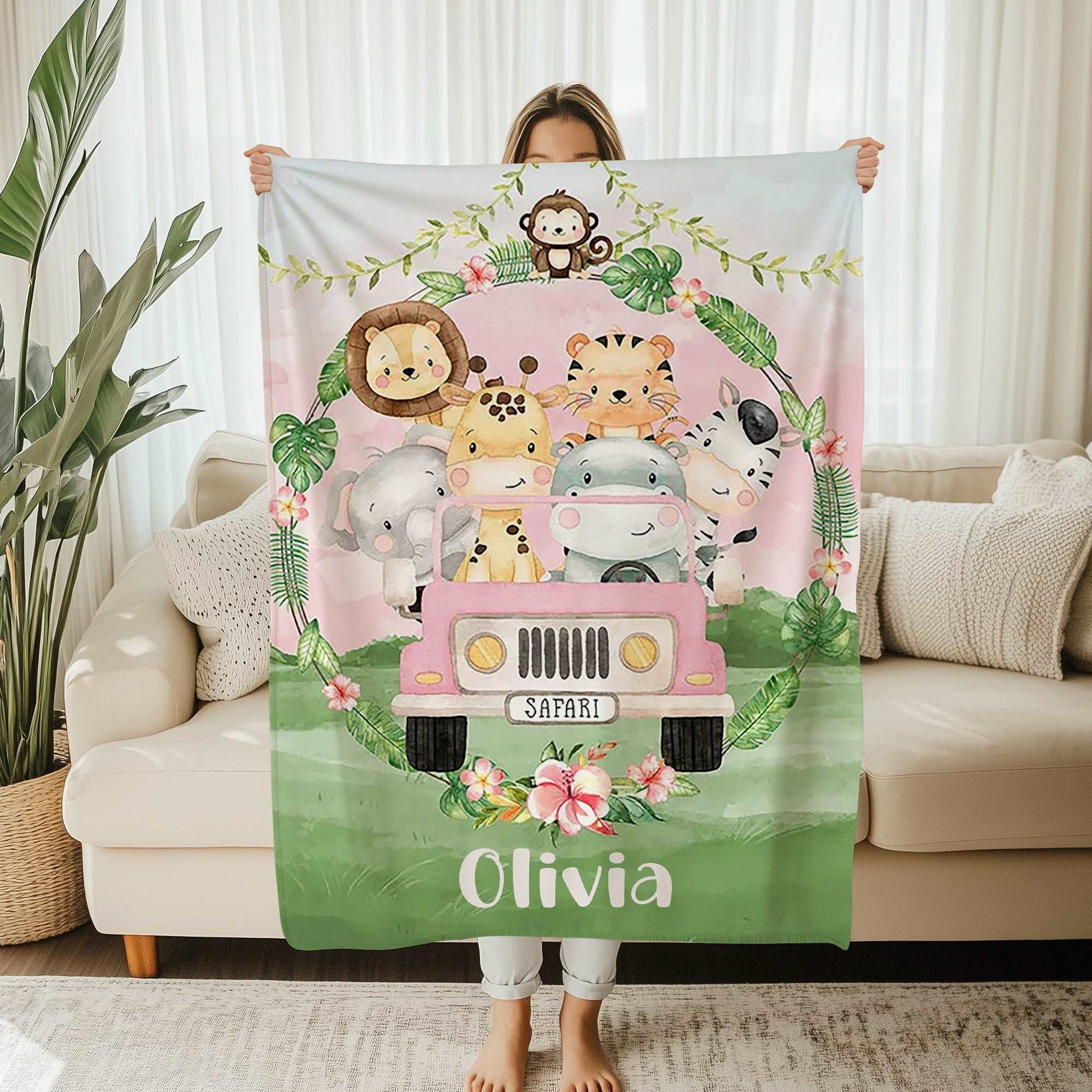 Safari Animals In Car Blanket
