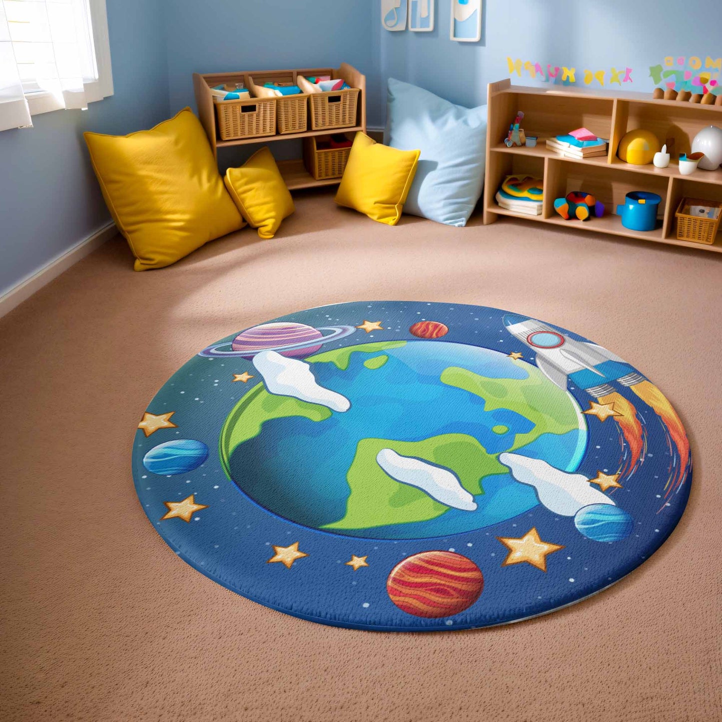 Planet Earth Round Rug