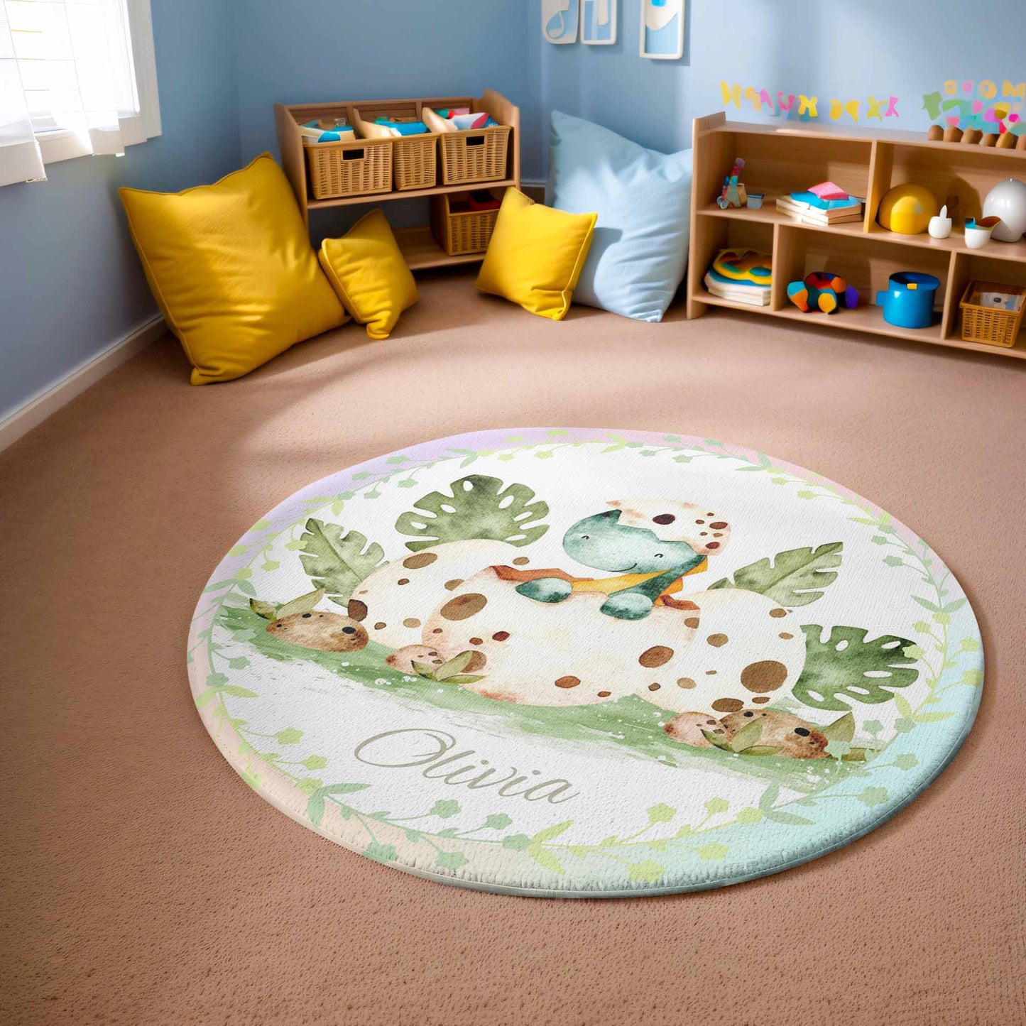 Baby Dinosaur Egg Round Rug