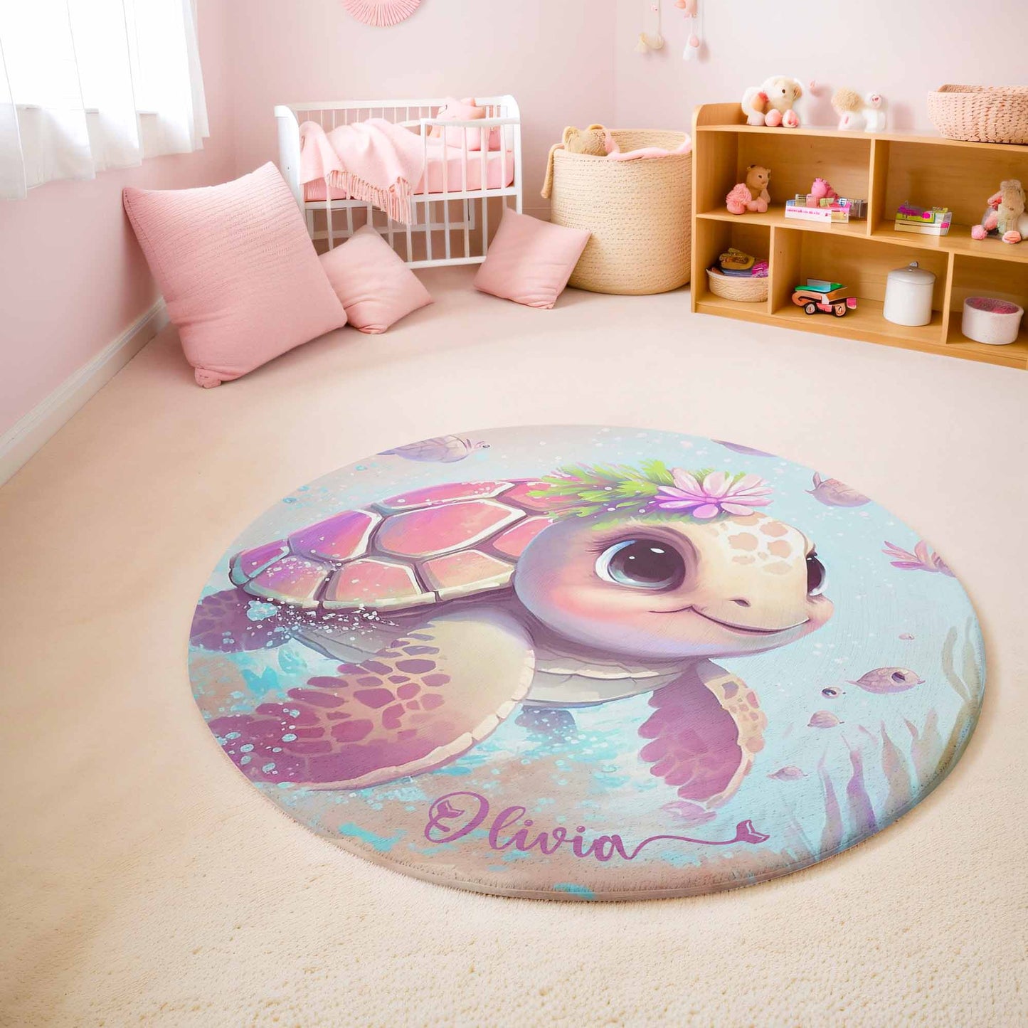 Baby Sea Turtle Round Rug