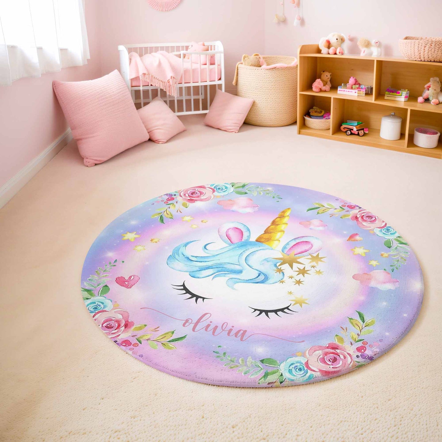 Unicorn Face Round Rug