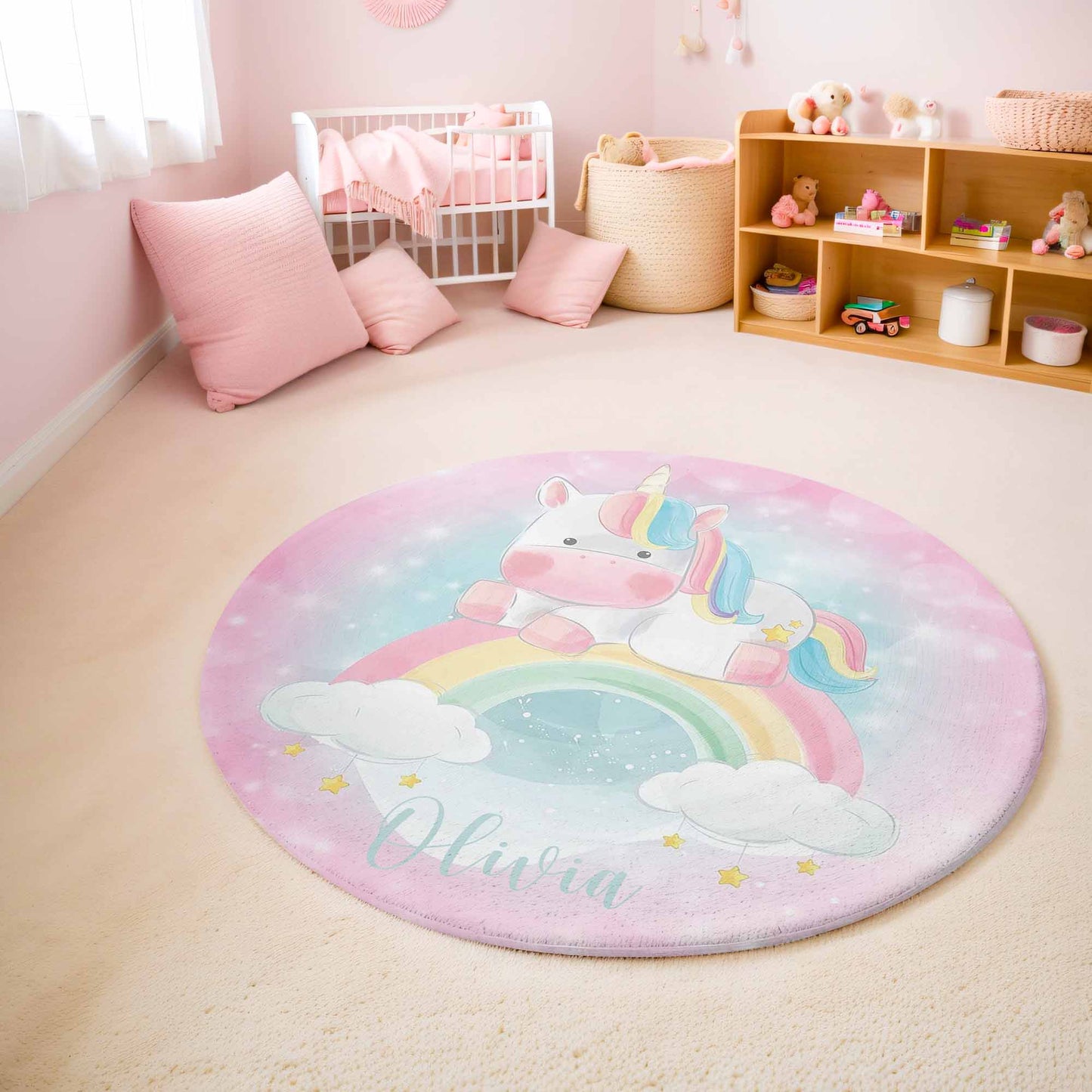 Unicorn Rainbow Round Rug