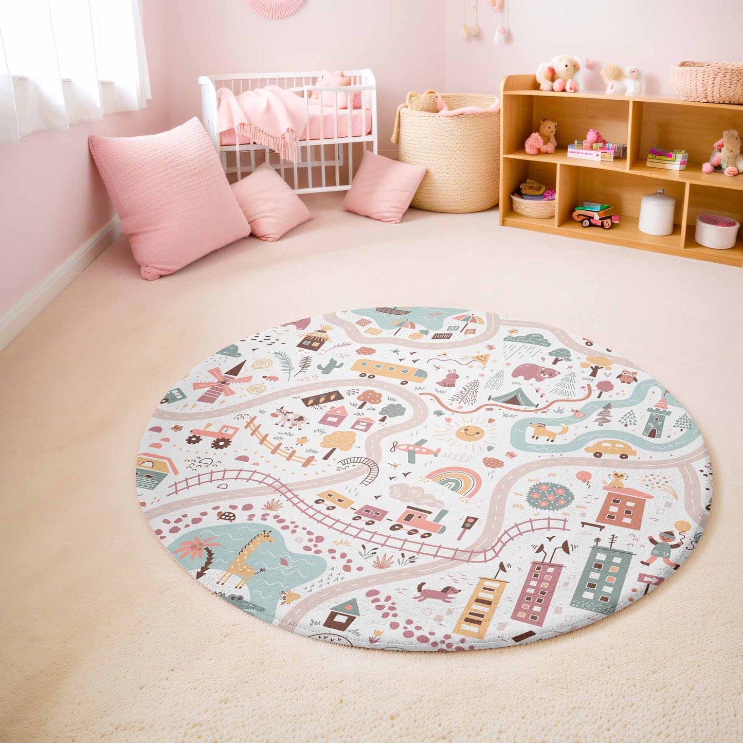 City Road Map Round Rug