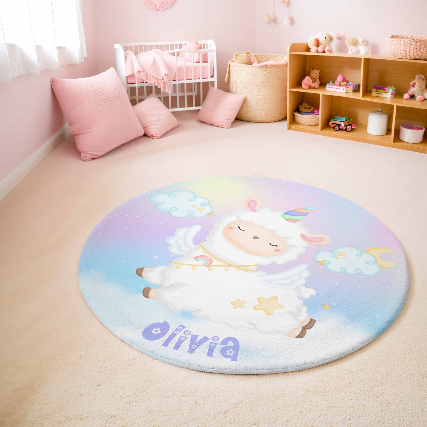 Unicorn Sheep Round Rug