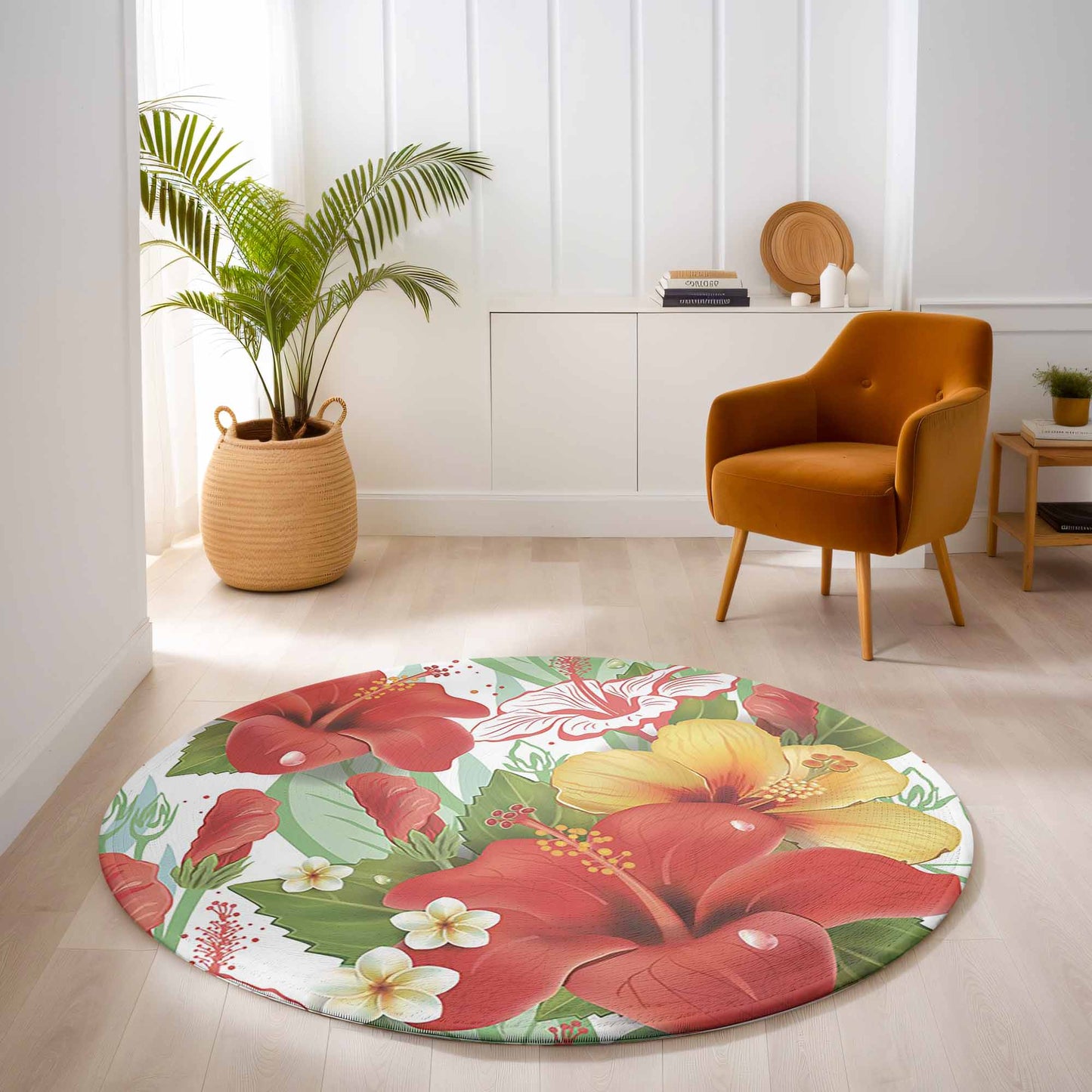 Hibiscus Floral Round Rug