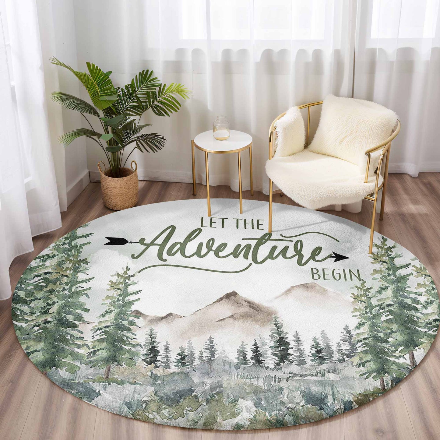 Let The Adventure Begin Round Rug