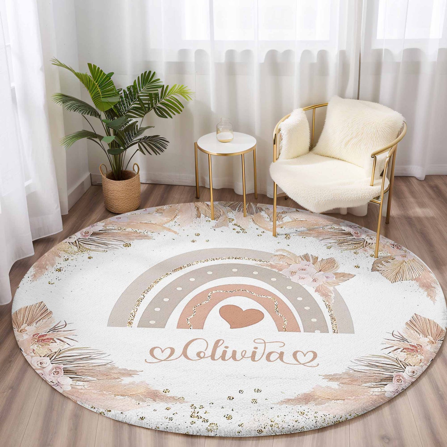 Boho Rainbow Round Rug