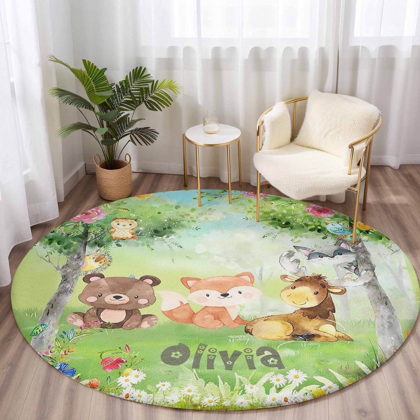 Forest Animals Round Rug