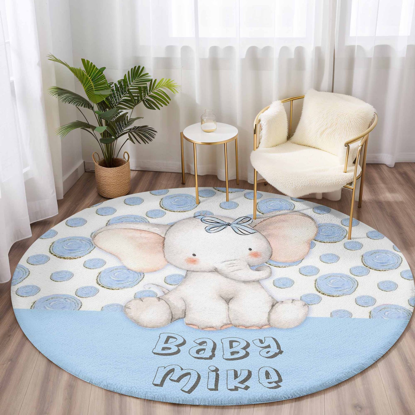 Baby Elephant Round Rug