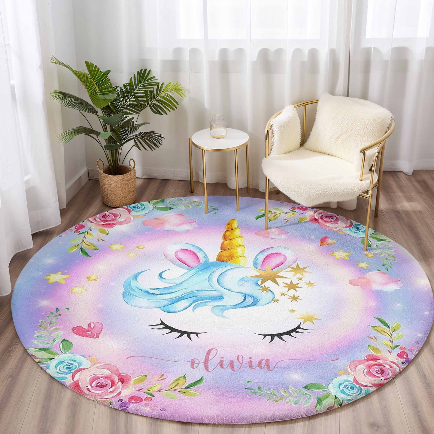 Unicorn Face Round Rug