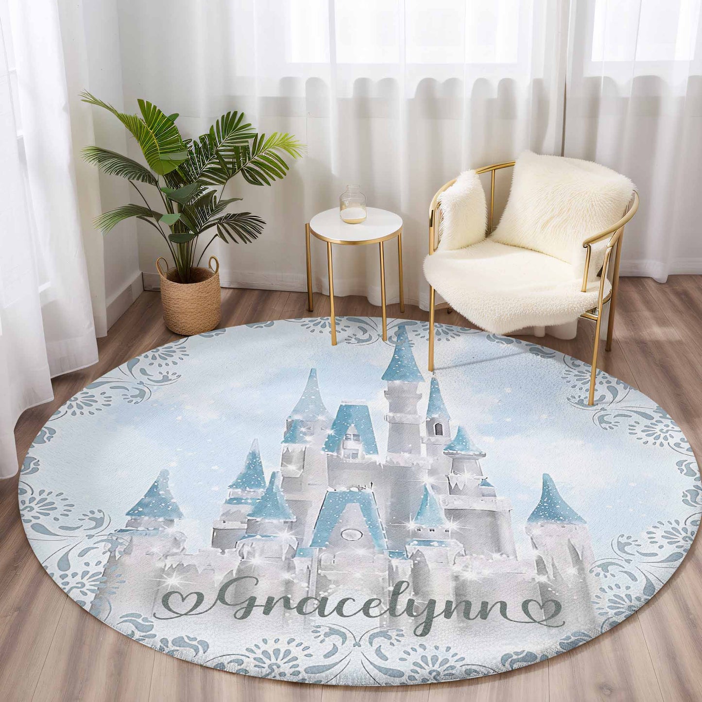 Princess Castle Round Rug