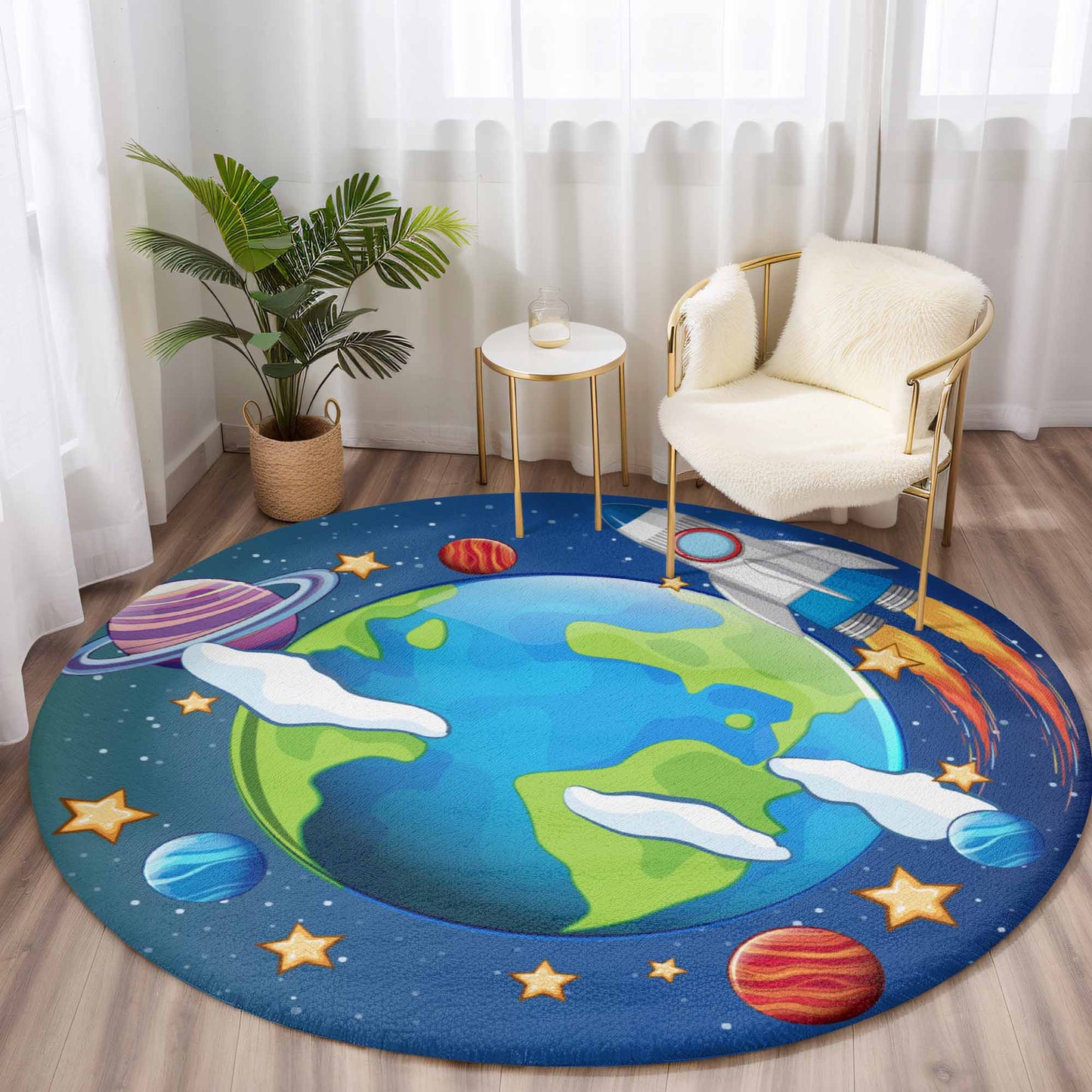 Planet Earth Round Rug