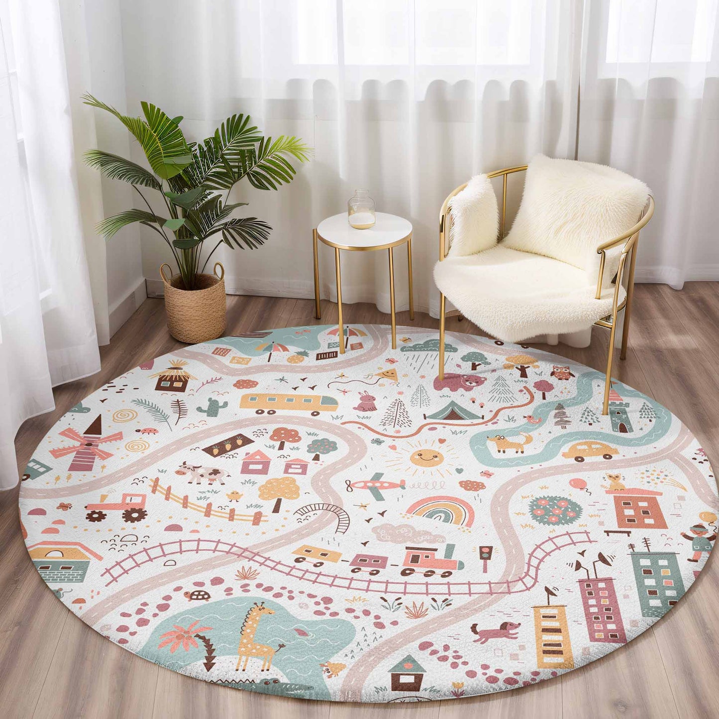 City Road Map Round Rug