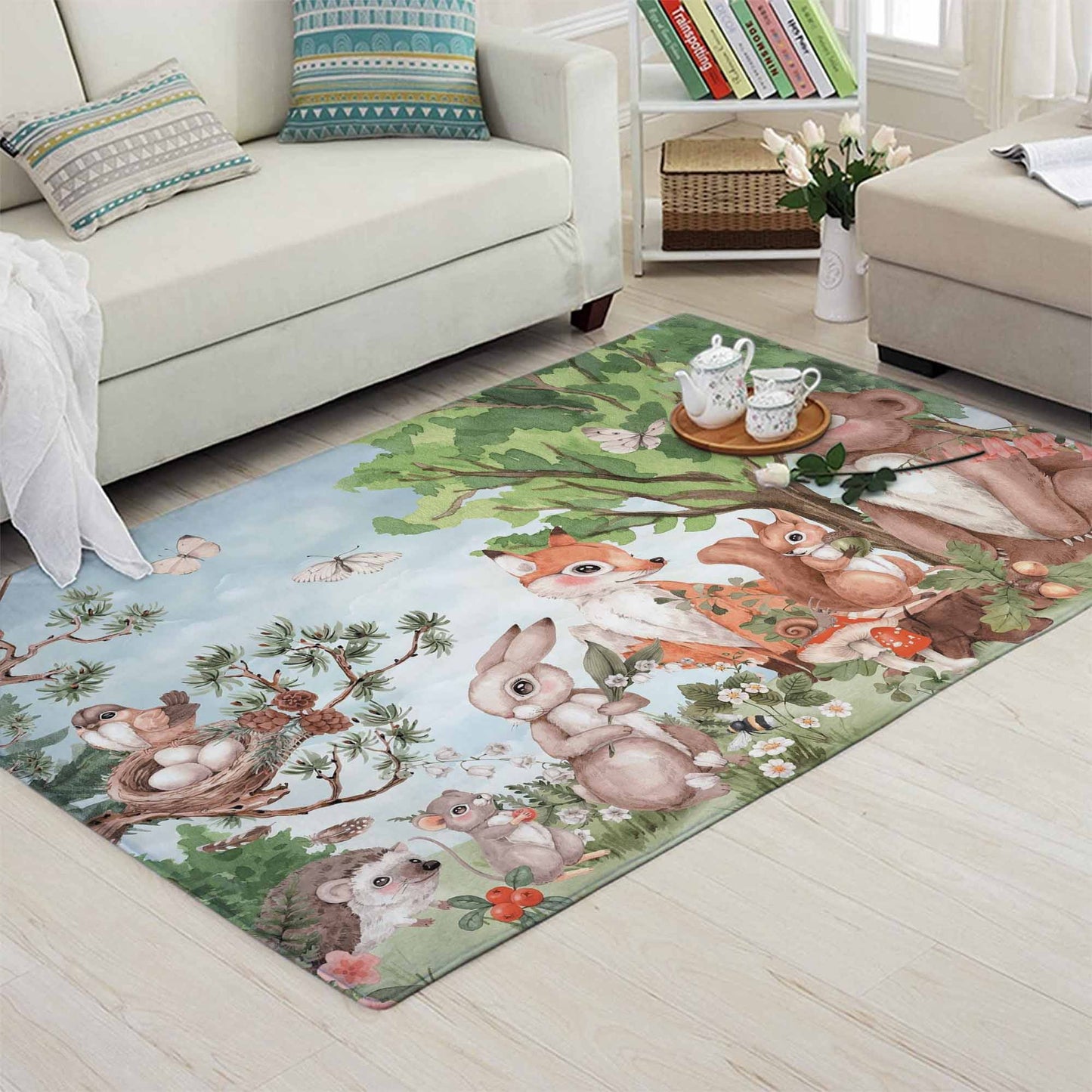 Woodland Animals Nursery Rug