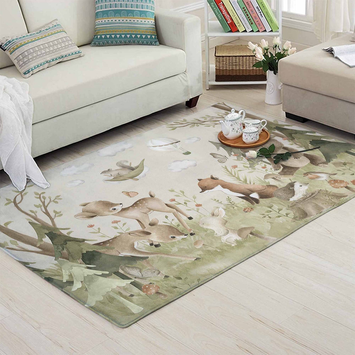 Woodland Animals Nursery Rug