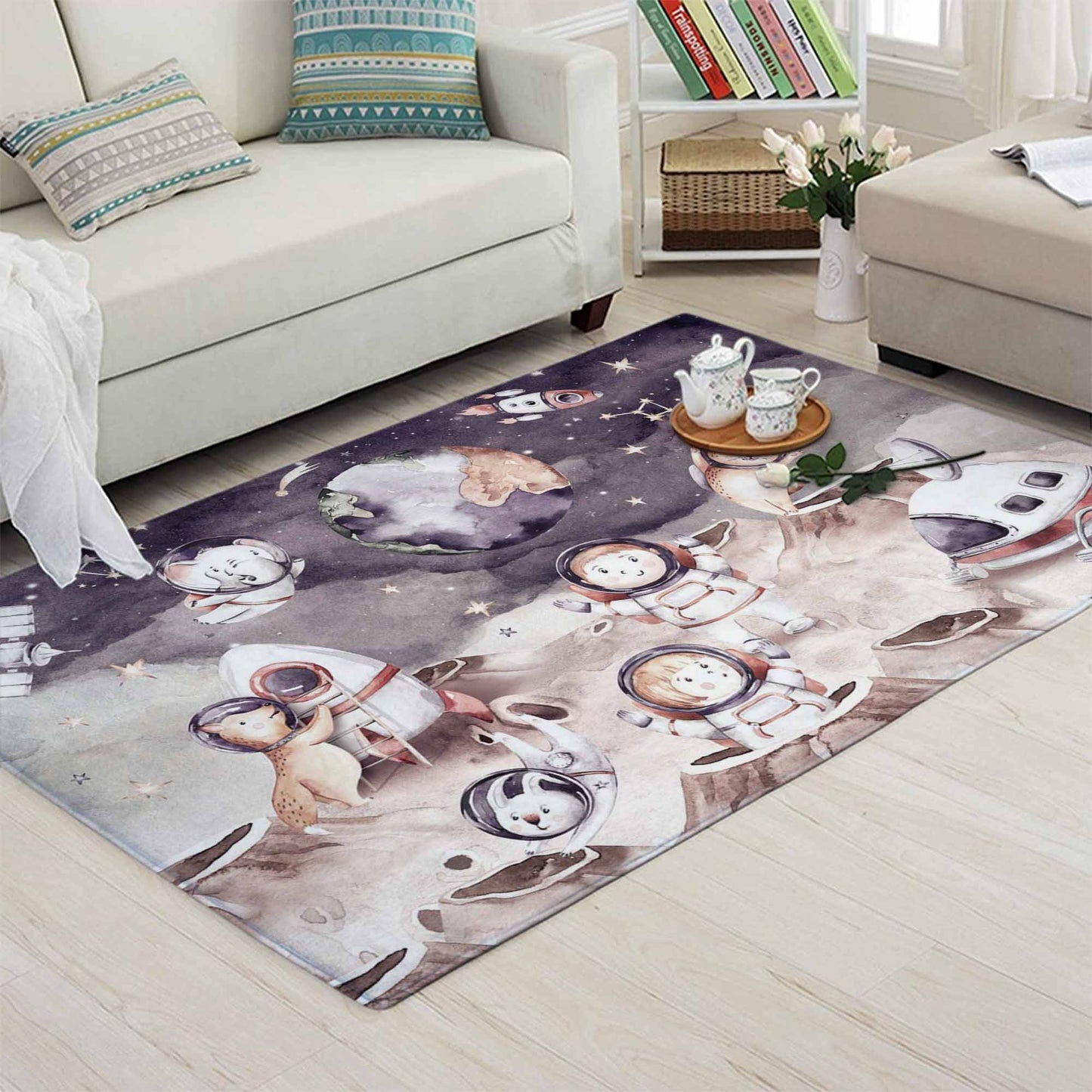 Astronaut Space Nursery Rug