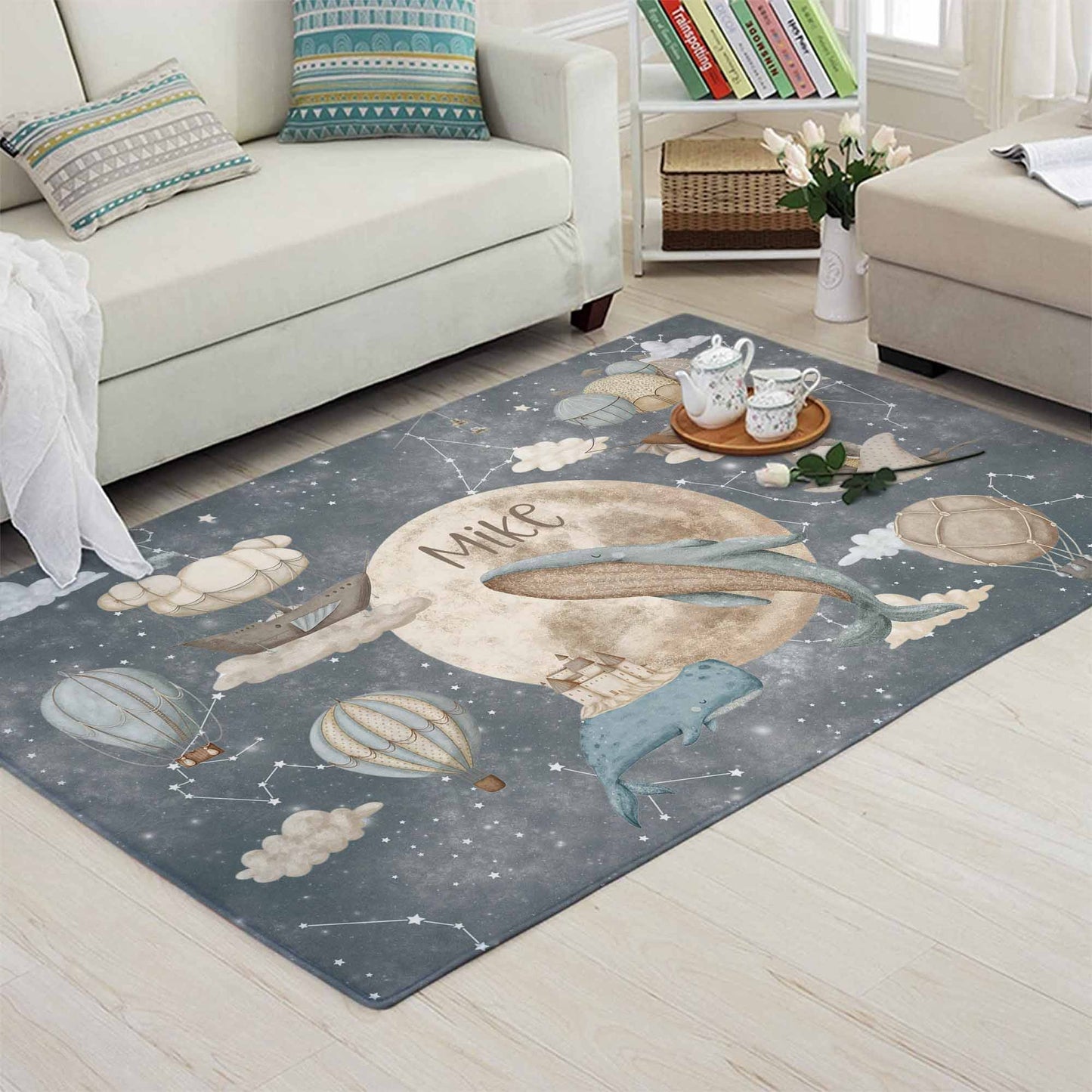 Whale Moon Nursery Rug