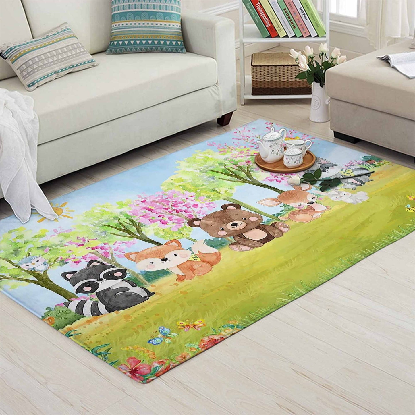 Woodland Animals Nursery Rug