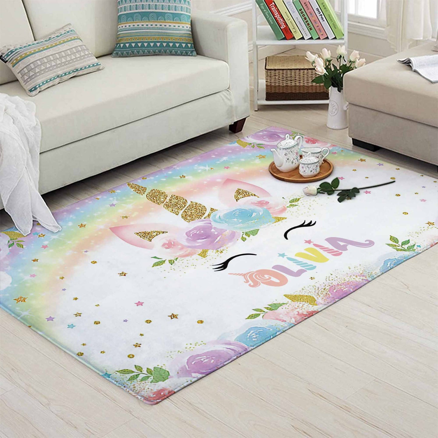 Rainbow Unicorn Nursery Rug