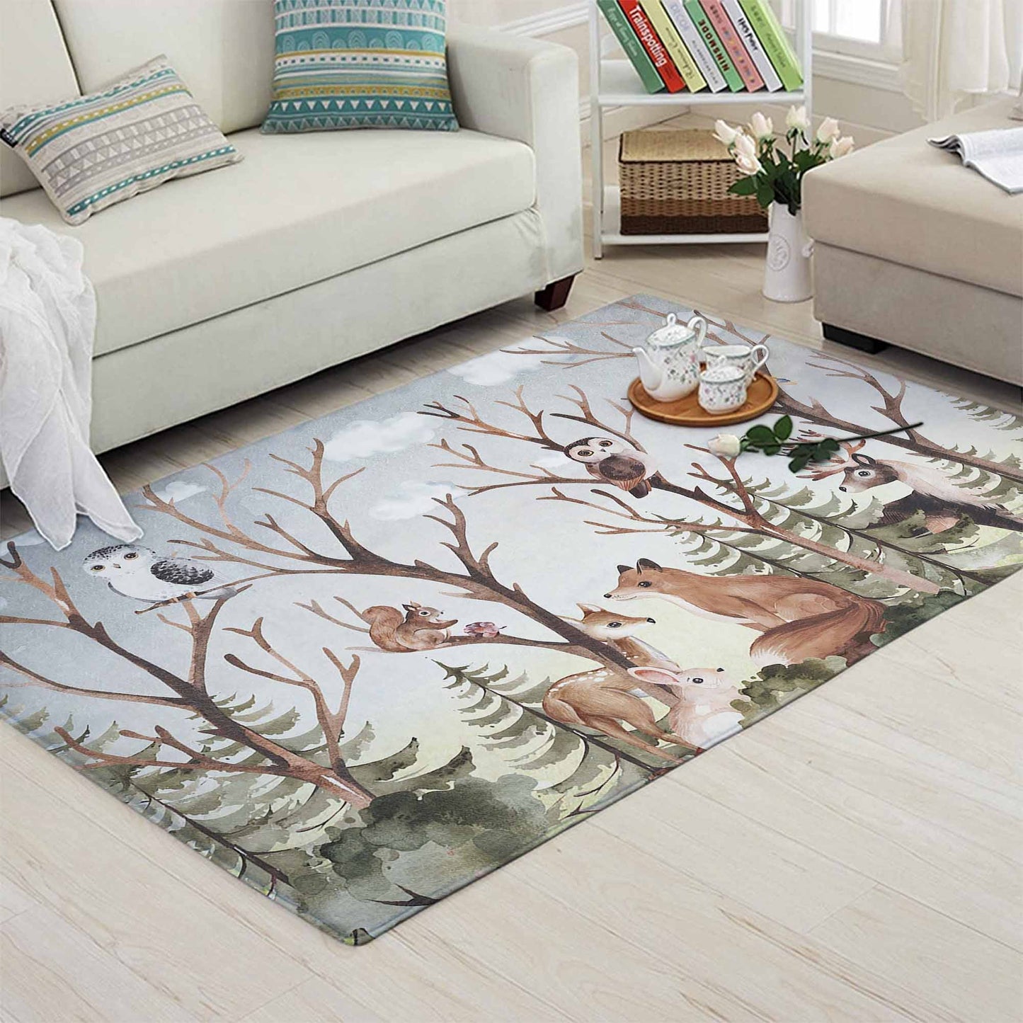 Woodland Animals Nursery Rug