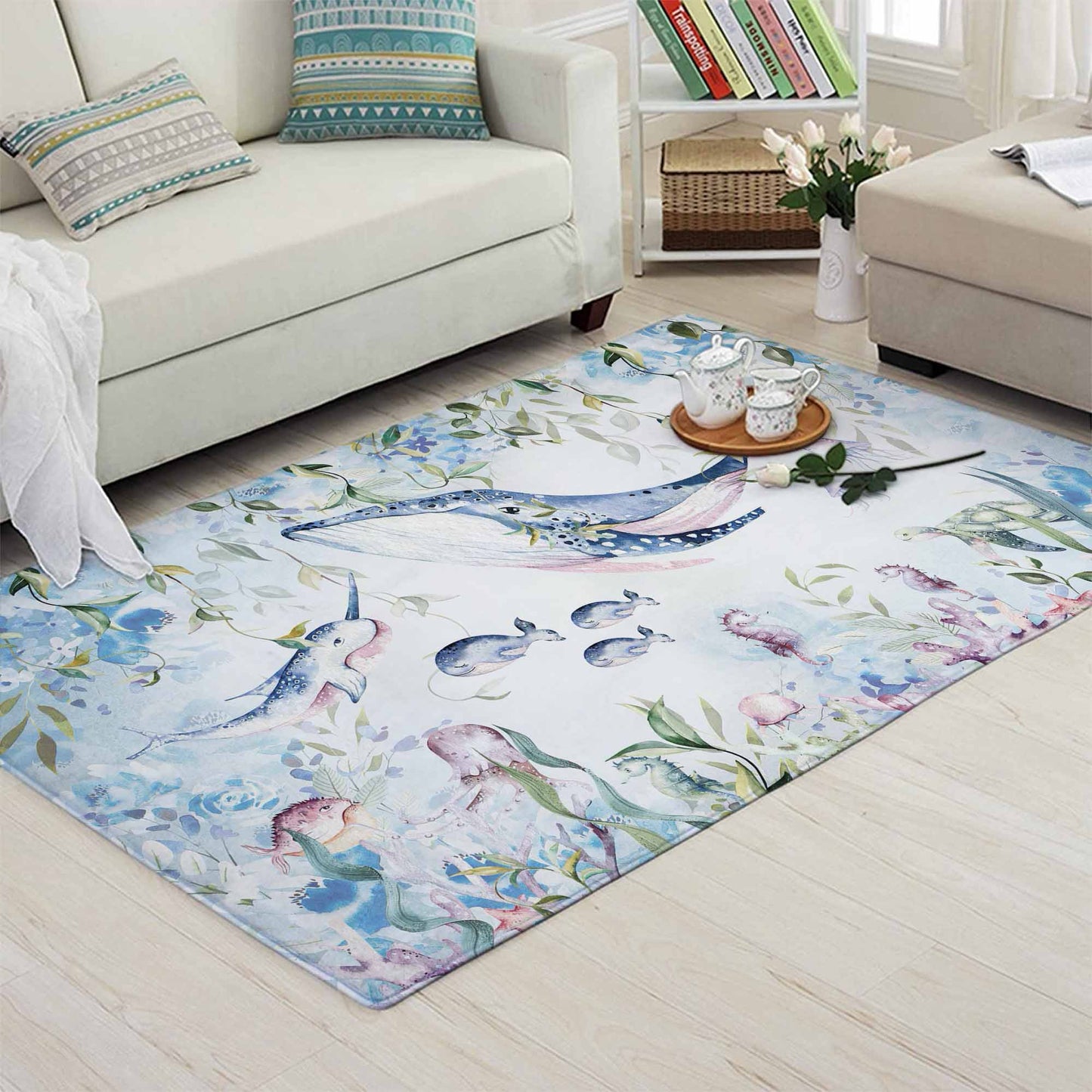 Ocean Whale Nursery Rug