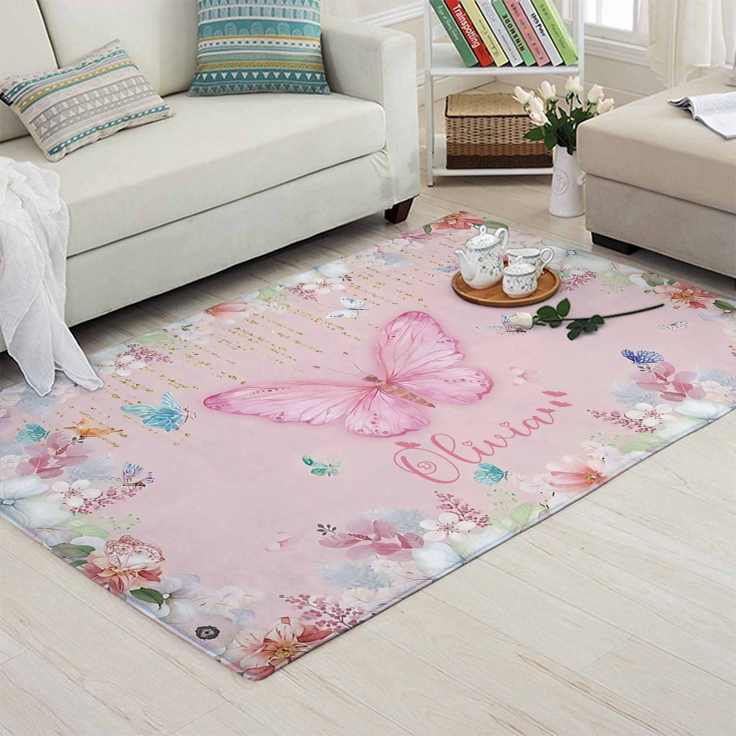 Floral Butterfly Nursery Rug