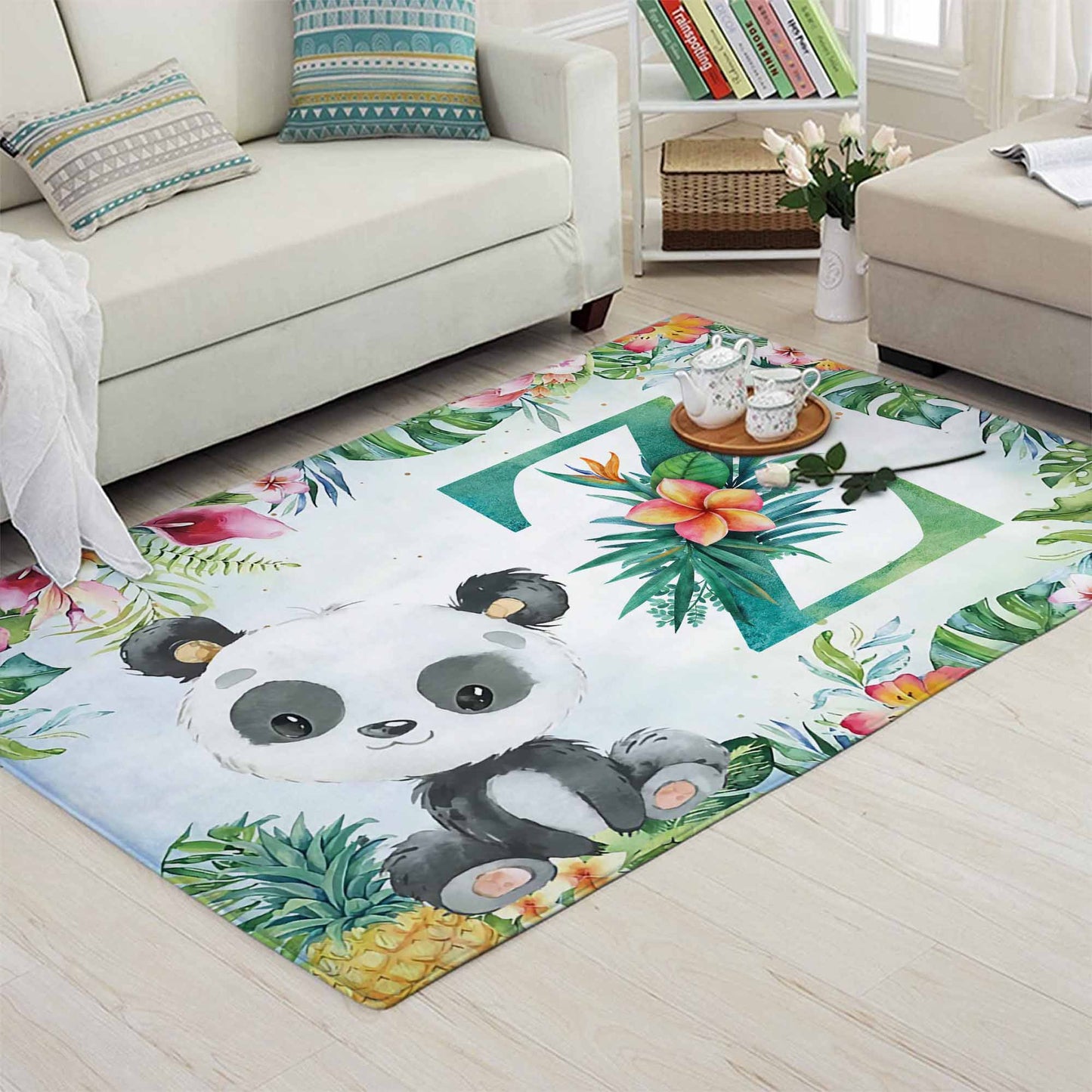 Tropical Panda Nursery Rug