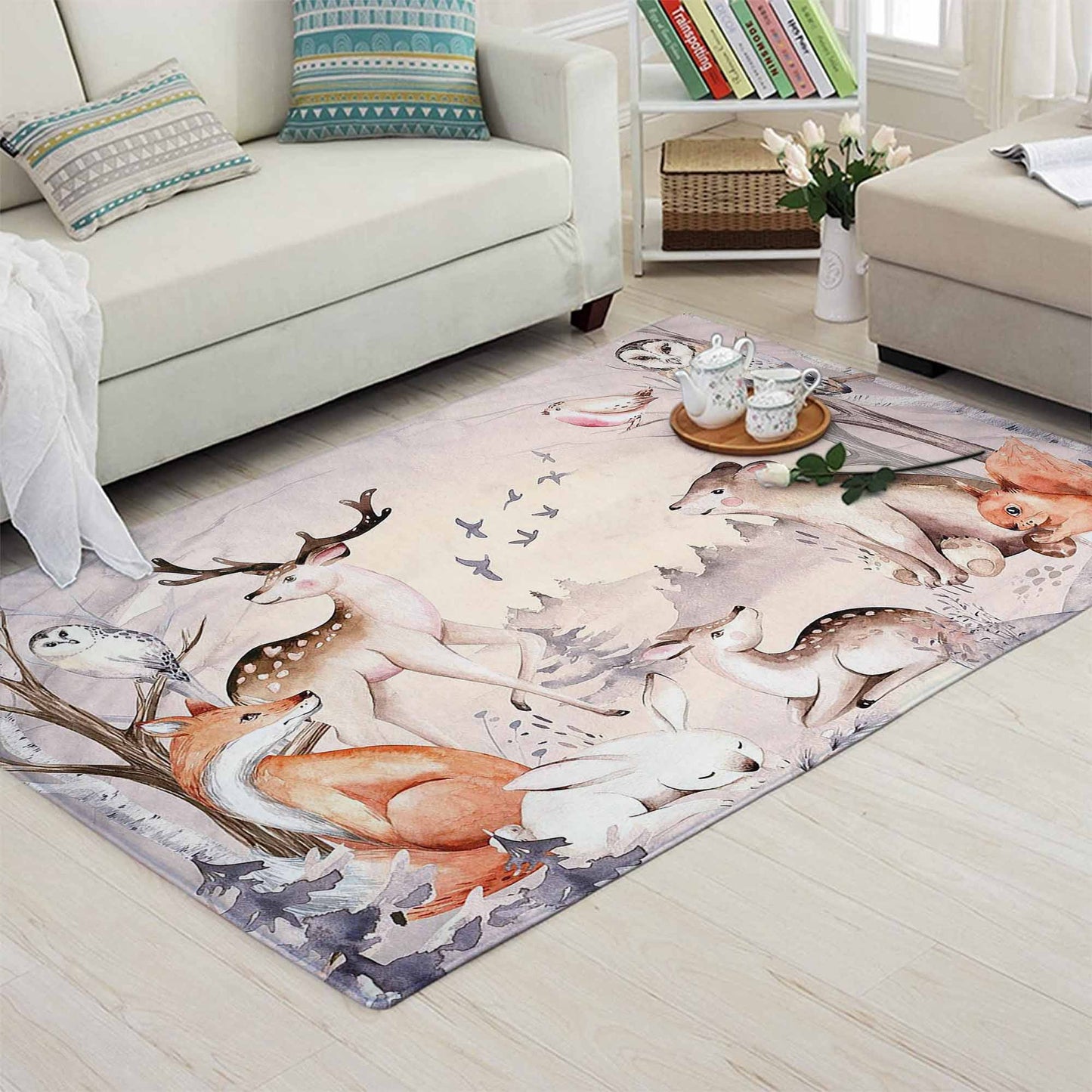 Woodland Animals Nursery Rug