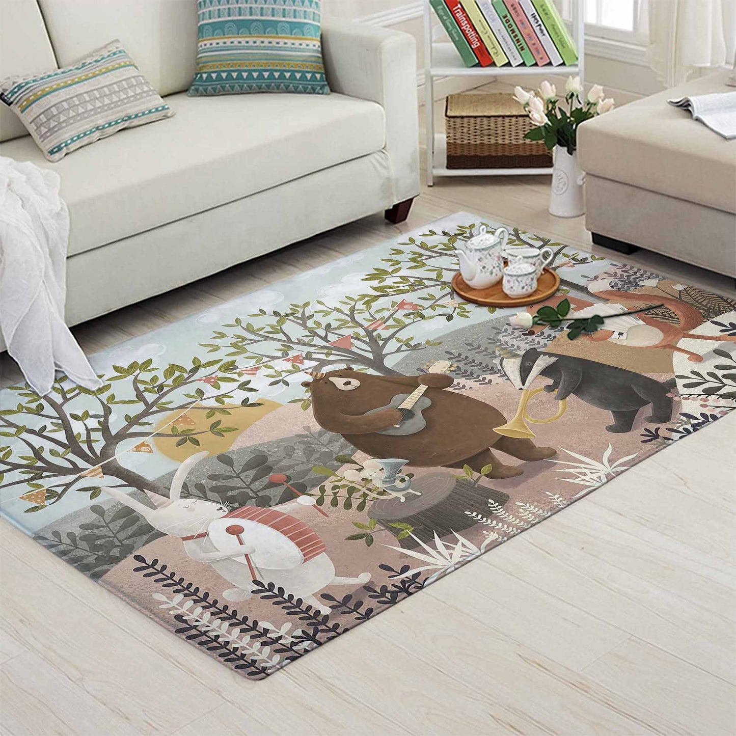 Animal Musician Nursery Rug