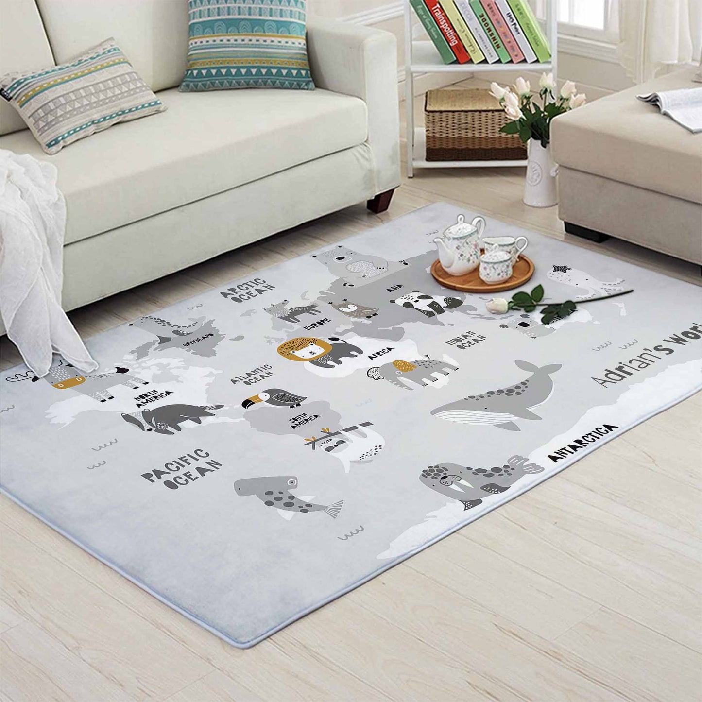 Animal World Map Rug